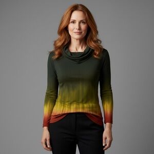 Art of Cloth Ombre Tie Dye Shark Tail Cowl Neck Tunic